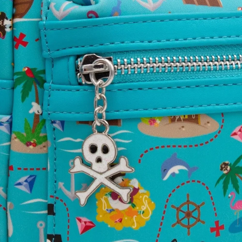 Loungefly Teal Pirate Cruise Disney Mini Backpack with Skull Charm